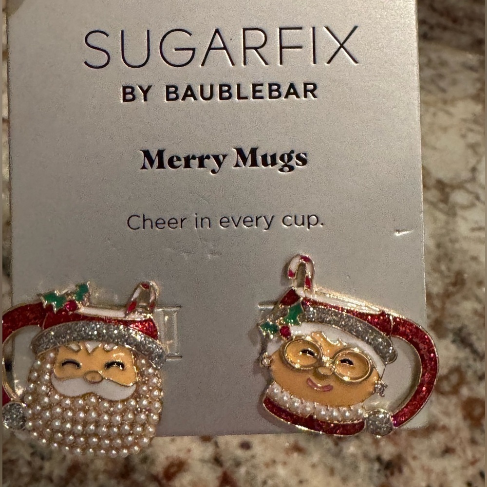 Sugar Fix brand new Santa and Mrs Claus mug  earrings